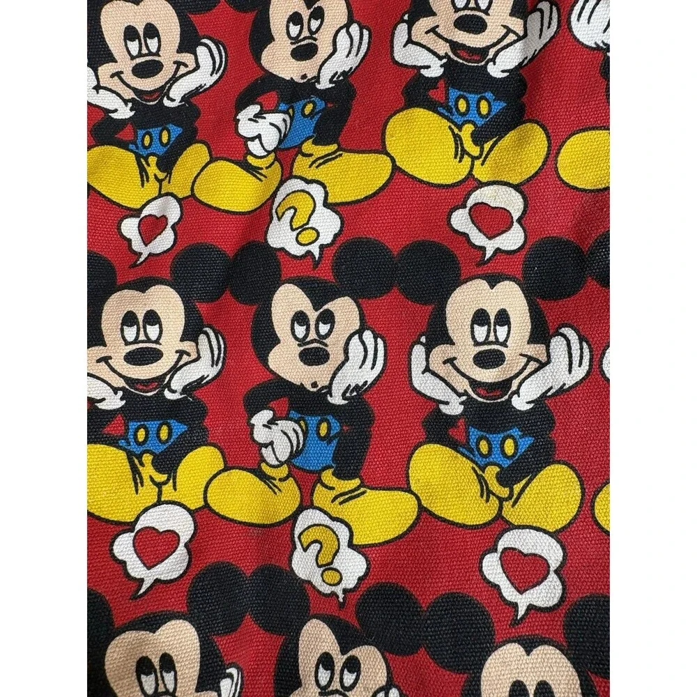 Vintage 90s Mickey Mouse Faces All Over Print Canvas Drawstring Bag Bucket Tote